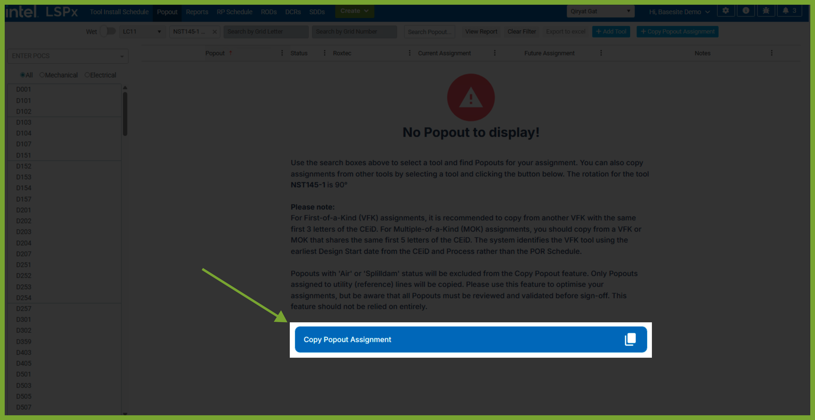 Smart Copy Popout Assignment Button